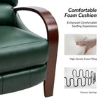 Fauteuil inclinable manuel Alex Mid-Century Modern en cuir véritable avec accoudoirs incurvés en bois, lot de 2