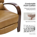 Fauteuil inclinable manuel Alex Mid-Century Modern en cuir véritable avec accoudoirs incurvés en bois, lot de 2