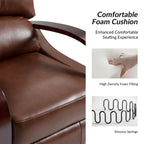 Fauteuil inclinable manuel Alex Mid-Century Modern en cuir véritable avec accoudoirs incurvés en bois, lot de 2