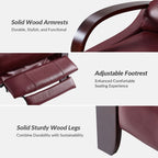 Fauteuil inclinable manuel Alex Mid-Century Modern en cuir véritable avec accoudoirs incurvés en bois, lot de 2