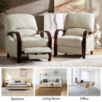 Fauteuil inclinable manuel Alex Mid-Century Modern en cuir véritable avec accoudoirs incurvés en bois, lot de 2