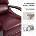 Fauteuil inclinable manuel Alex Mid-Century Modern en cuir véritable avec accoudoirs incurvés en bois, lot de 2