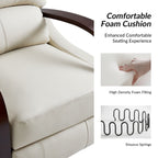 Fauteuil inclinable manuel Alex Mid-Century Modern en cuir véritable avec accoudoirs incurvés en bois, lot de 2