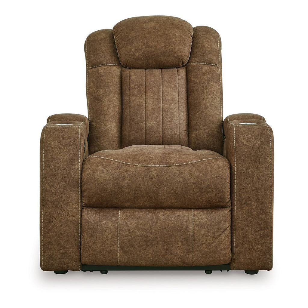 Fauteuil inclinable électrique Alexy, porte-gobelet, port USB, similicuir marron