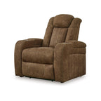 Fauteuil inclinable électrique Alexy, porte-gobelet, port USB, similicuir marron