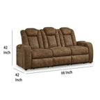 Canapé inclinable électrique Alexy, USB, rangement, similicuir marron 86 pouces