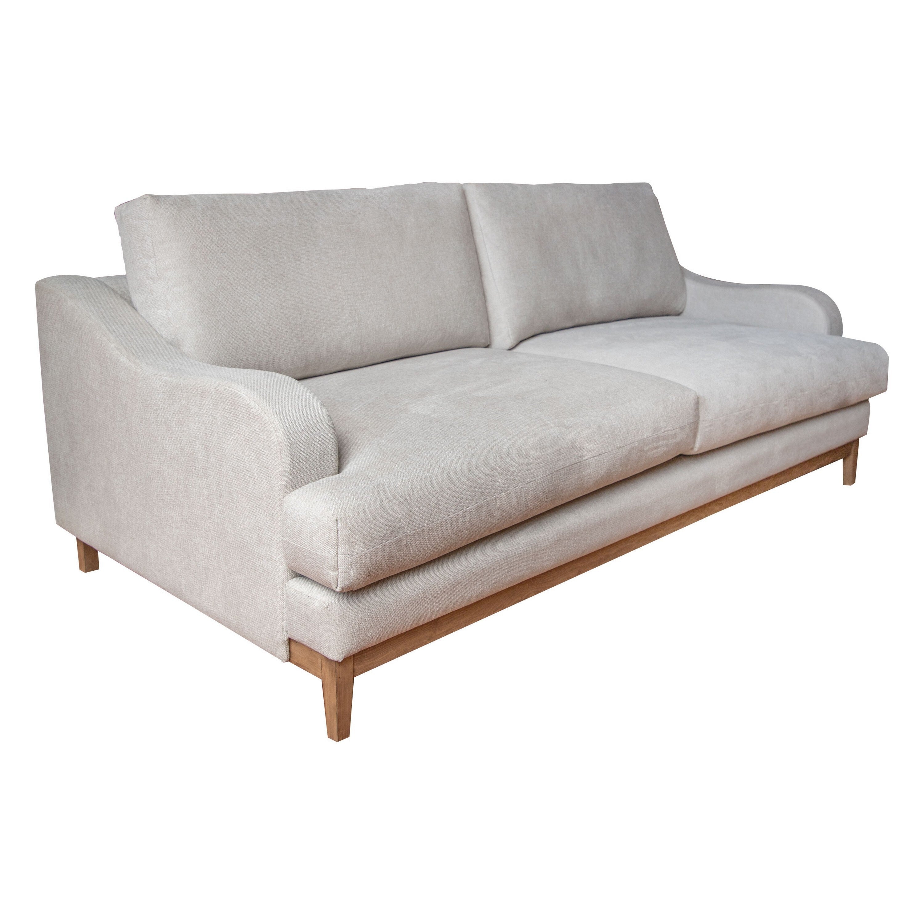 Canapé Alfi, 2 coussins, détails de style classique, bois massif, polyester beige