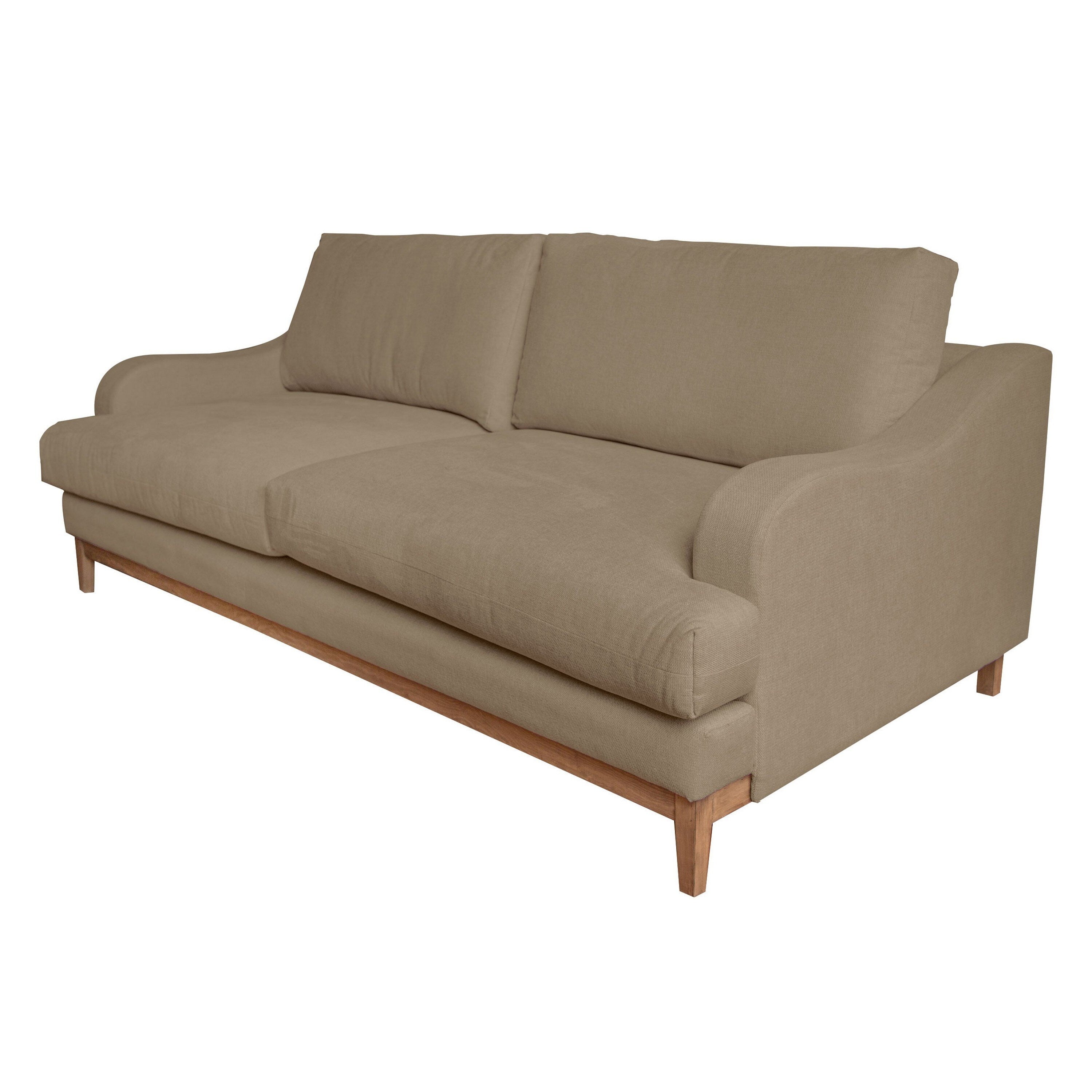 Canapé Alfi, 2 coussins, détails de style classique, bois massif, polyester marron