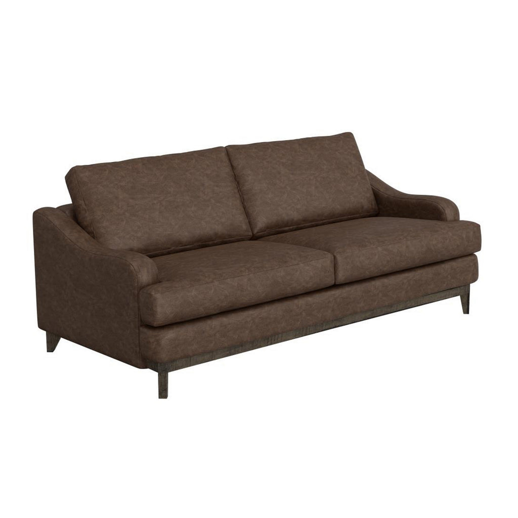Canapé Alfi, 85 pouces, 2 coussins décoratifs, similicuir marron foncé moderne