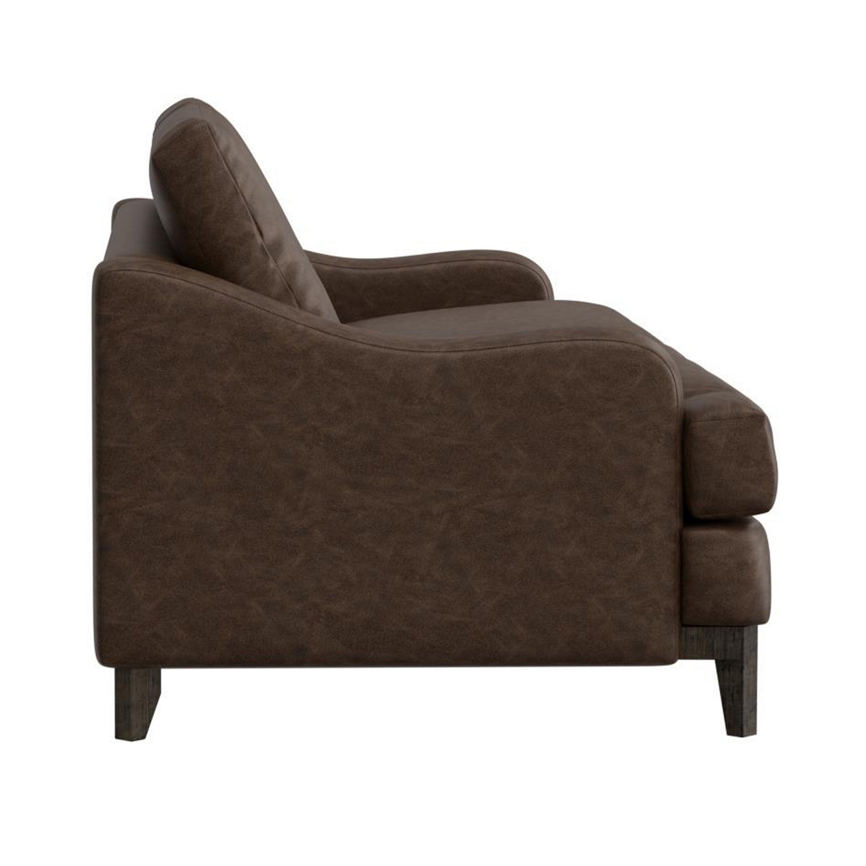 Canapé Alfi, 85 pouces, 2 coussins décoratifs, similicuir marron foncé moderne
