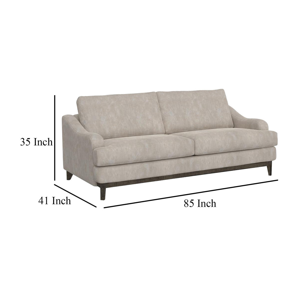 Canapé Alfi, 85 pouces, 2 coussins décoratifs, similicuir gris huître moderne