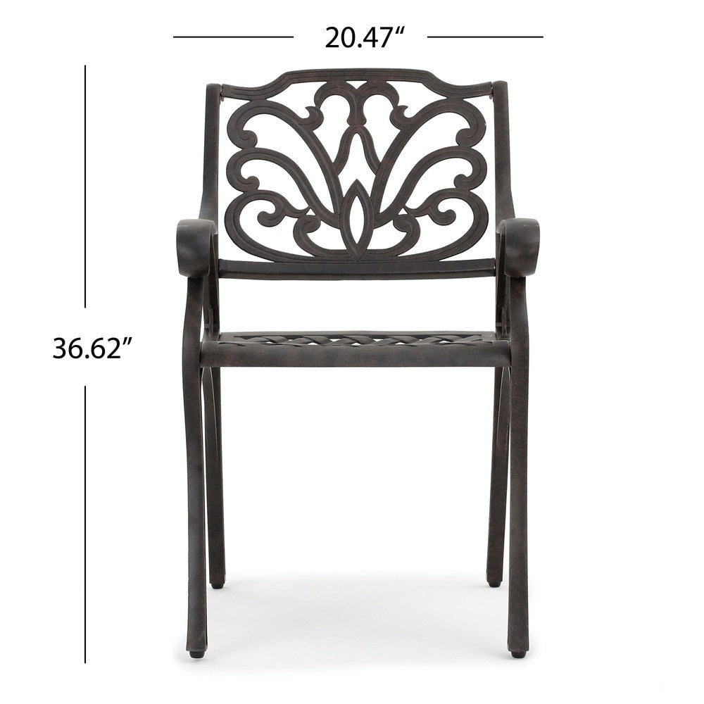 Ensemble de salle à manger circulaire d'extérieur Alfresco 5 pièces en fonte d'aluminium par Christopher Knight Home