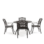 Ensemble de salle à manger circulaire d'extérieur Alfresco 5 pièces en fonte d'aluminium par Christopher Knight Home