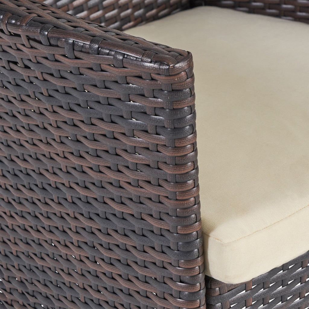 Ensemble de salle à manger d'extérieur en bois et osier Algoma 9 pièces par Christopher Knight Home