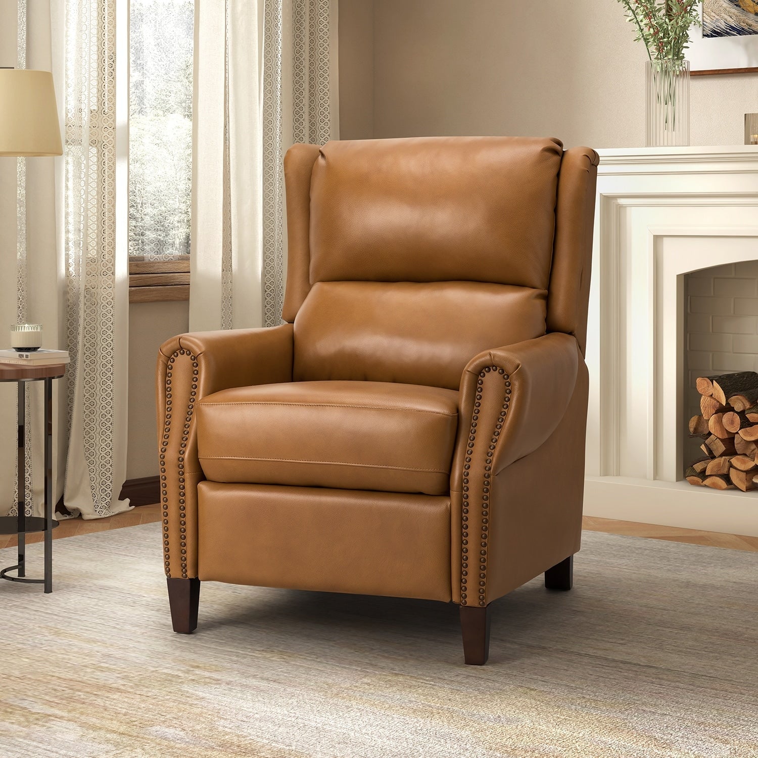 Fauteuil inclinable manuel large en cuir véritable Alicia 32,68