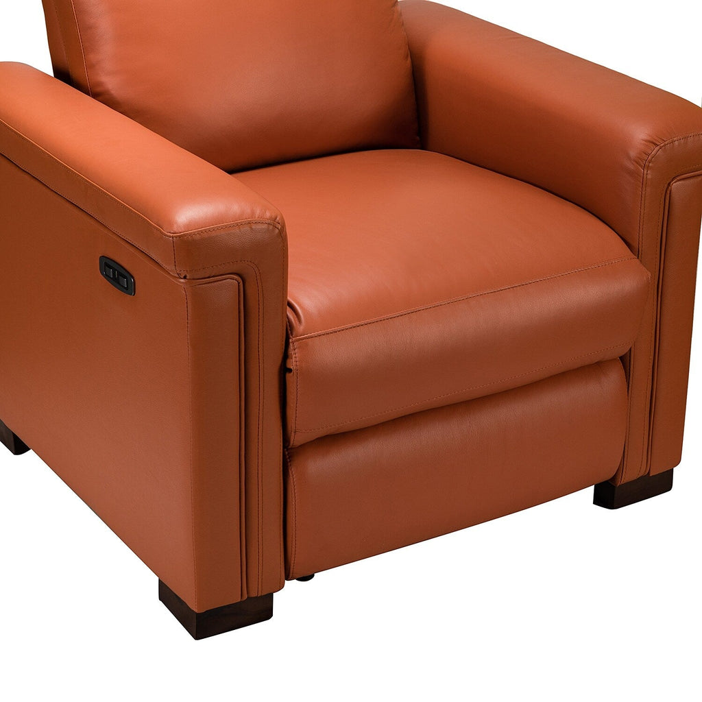 Fauteuil inclinable électrique classique contemporain Alicia 34,65 pouces de large en cuir véritable avec port USB