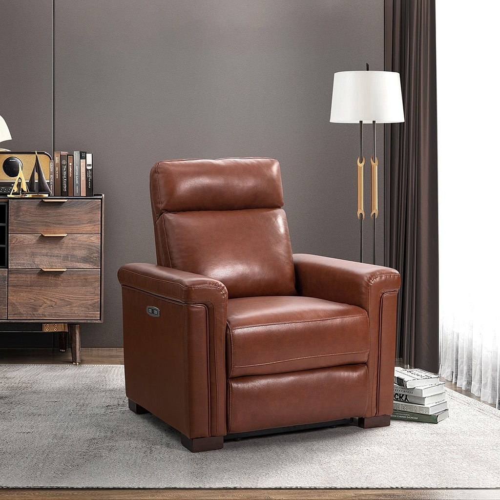 Fauteuil inclinable électrique classique contemporain Alicia 34,65 pouces de large en cuir véritable avec port USB
