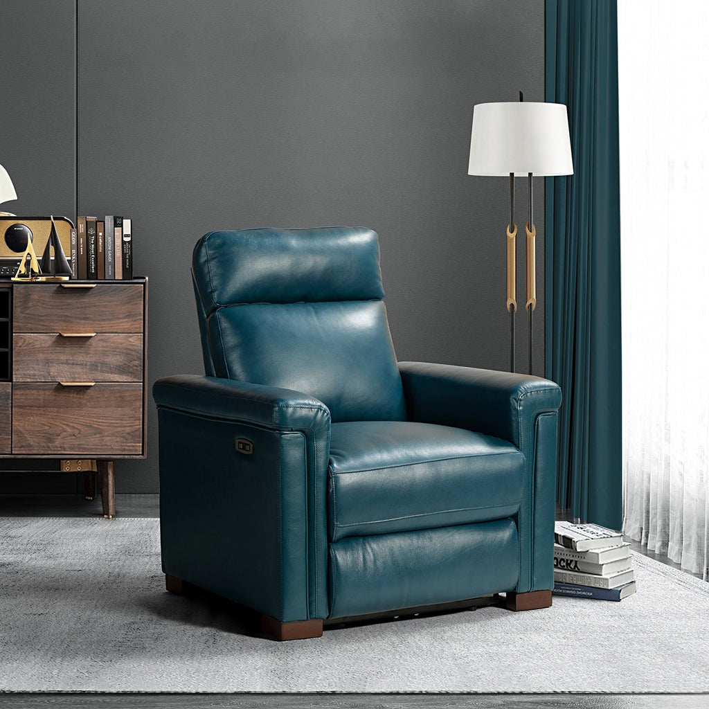 Fauteuil inclinable électrique classique contemporain Alicia 34,65 pouces de large en cuir véritable avec port USB