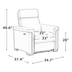 Fauteuil inclinable électrique classique contemporain Alicia 34,65 pouces de large en cuir véritable avec port USB