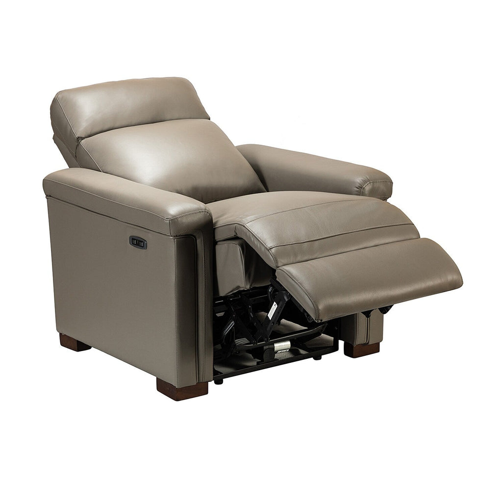Fauteuil inclinable électrique classique contemporain Alicia 34,65 pouces en cuir véritable avec port USB (lot de 2)