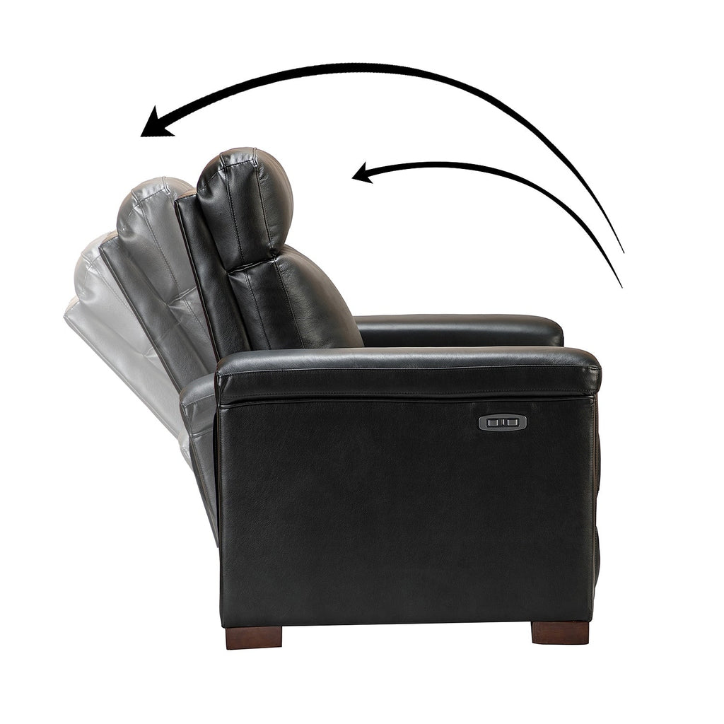 Fauteuil inclinable électrique classique contemporain Alicia 34,65 pouces en cuir véritable avec port USB (lot de 2)