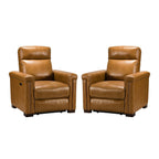 Fauteuil inclinable électrique classique contemporain Alicia 34,65 pouces en cuir véritable avec port USB (lot de 2)