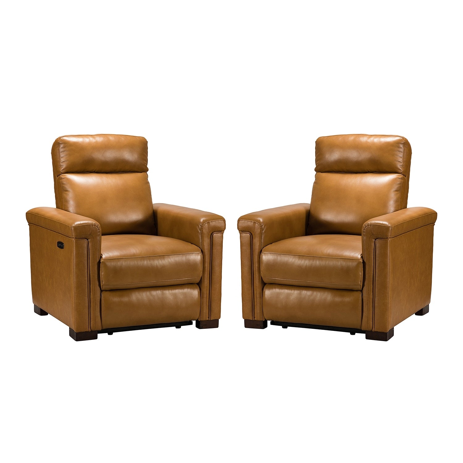 Fauteuil inclinable électrique classique contemporain Alicia 34,65 pouces en cuir véritable avec port USB (lot de 2)