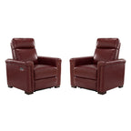 Fauteuil inclinable électrique classique contemporain Alicia 34,65 pouces en cuir véritable avec port USB (lot de 2)
