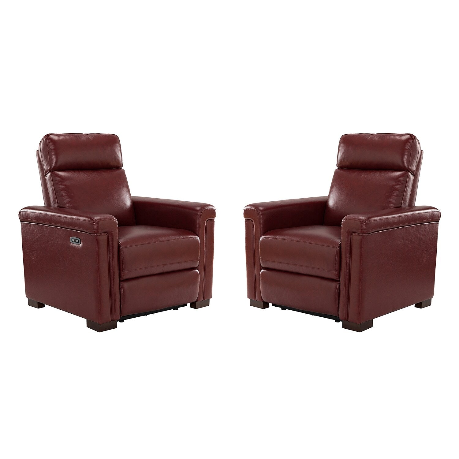 Fauteuil inclinable électrique classique contemporain Alicia 34,65 pouces en cuir véritable avec port USB (lot de 2)