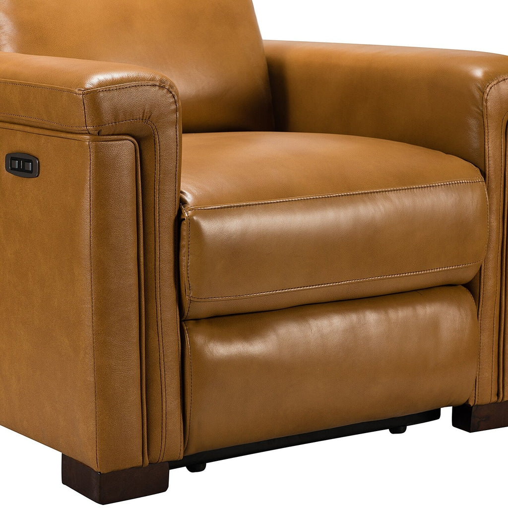 Fauteuil inclinable électrique classique contemporain Alicia 34,65 pouces en cuir véritable avec port USB (lot de 2)