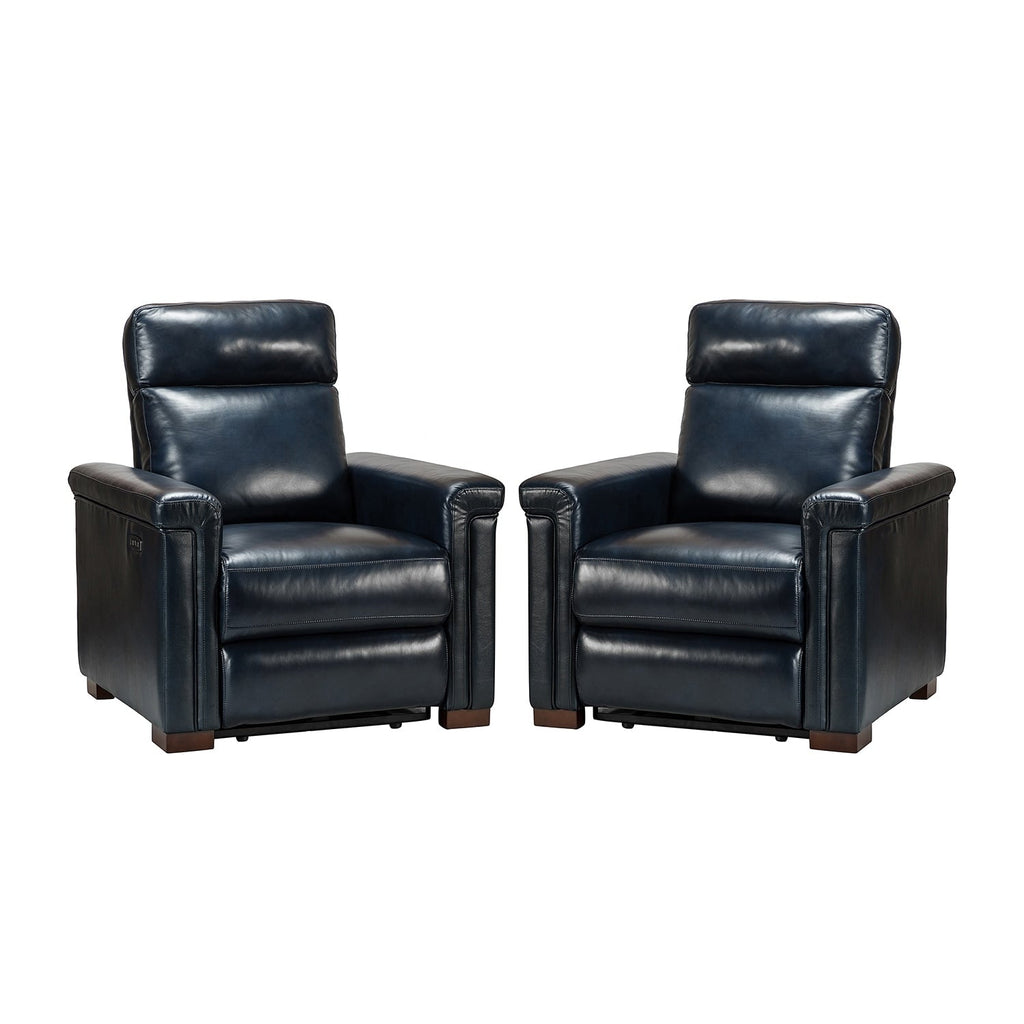 Fauteuil inclinable électrique classique contemporain Alicia 34,65 pouces en cuir véritable avec port USB (lot de 2)