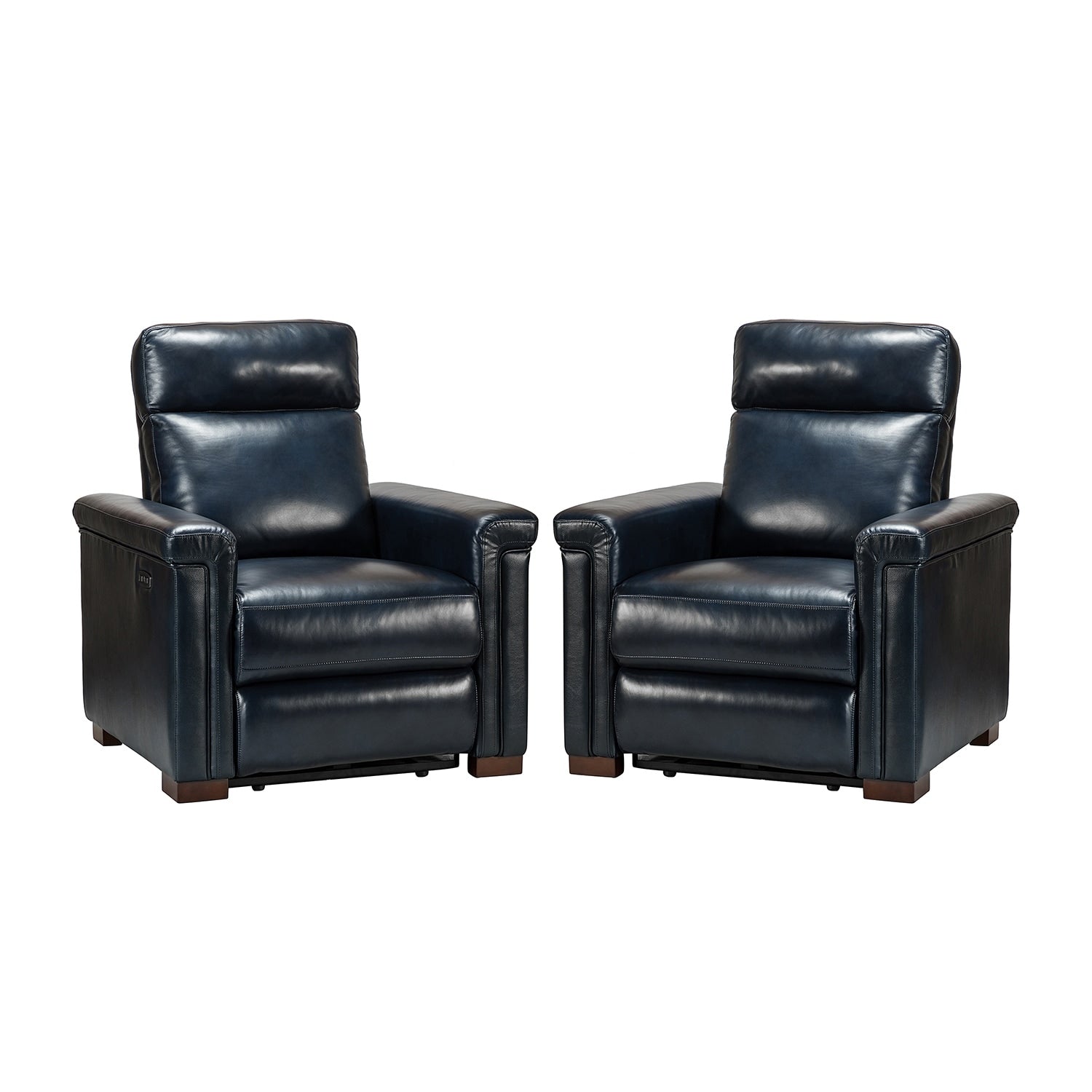Fauteuil inclinable électrique classique contemporain Alicia 34,65 pouces en cuir véritable avec port USB (lot de 2)