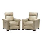 Fauteuil inclinable électrique classique contemporain Alicia 34,65 pouces en cuir véritable avec port USB (lot de 2)