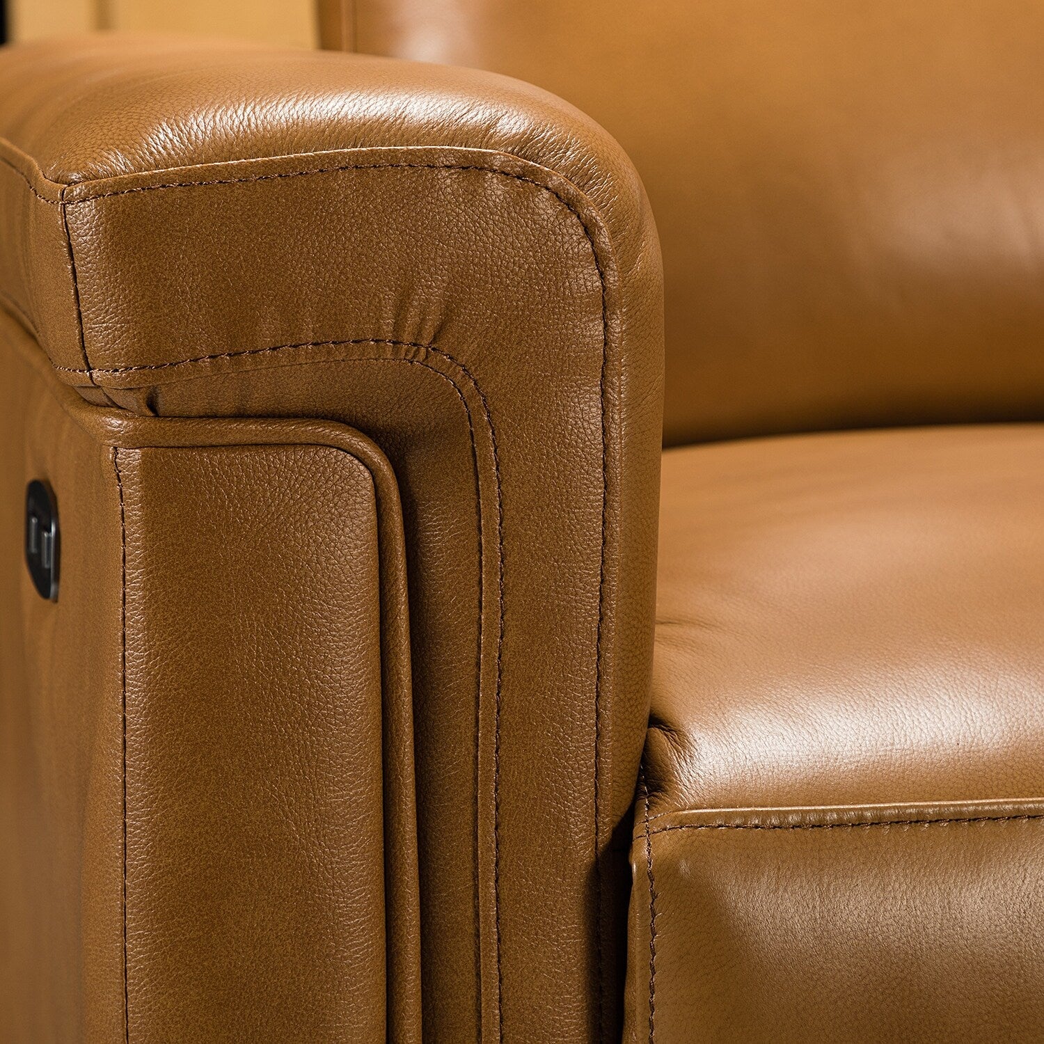 Fauteuil inclinable électrique classique contemporain Alicia 34,65 pouces en cuir véritable avec port USB (lot de 2)