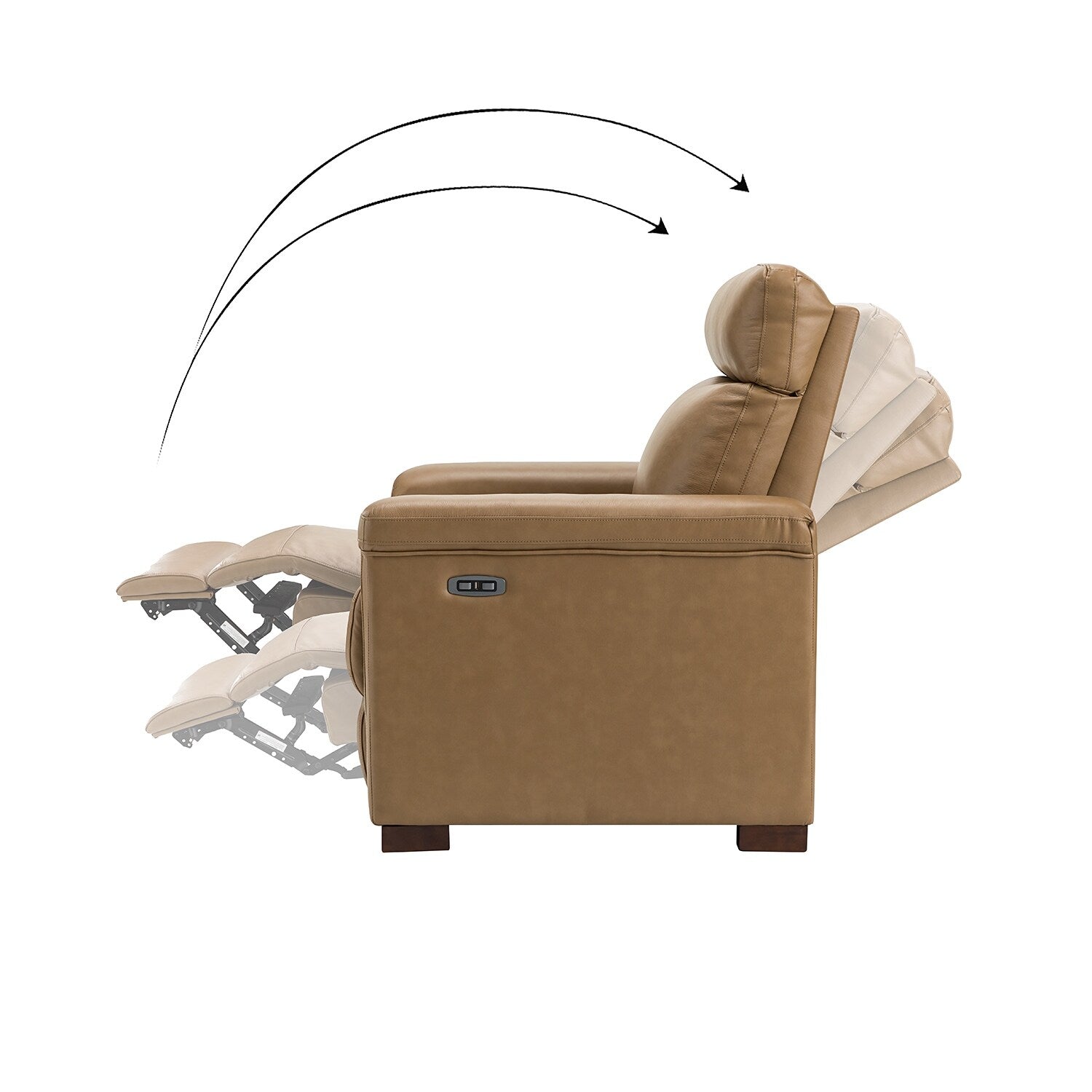 Fauteuil inclinable électrique classique contemporain Alicia 34,65 pouces en cuir véritable avec port USB (lot de 2)