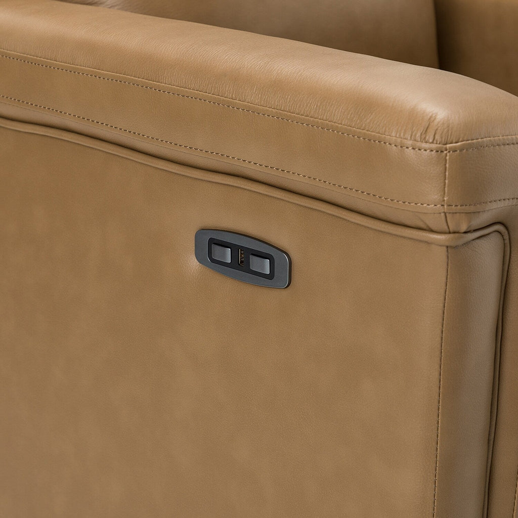 Fauteuil inclinable électrique classique contemporain Alicia 34,65 pouces en cuir véritable avec port USB (lot de 2)