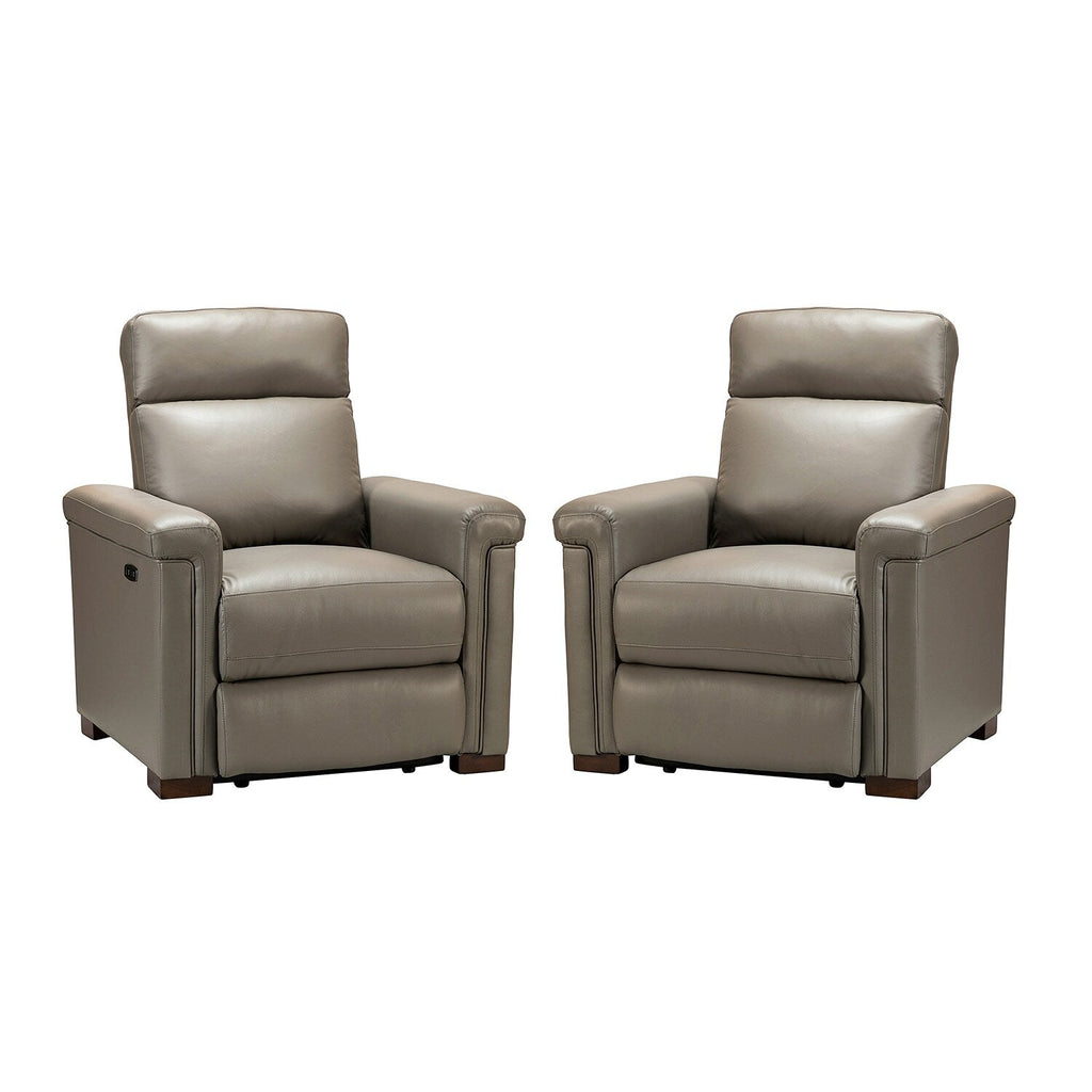 Fauteuil inclinable électrique classique contemporain Alicia 34,65 pouces en cuir véritable avec port USB (lot de 2)