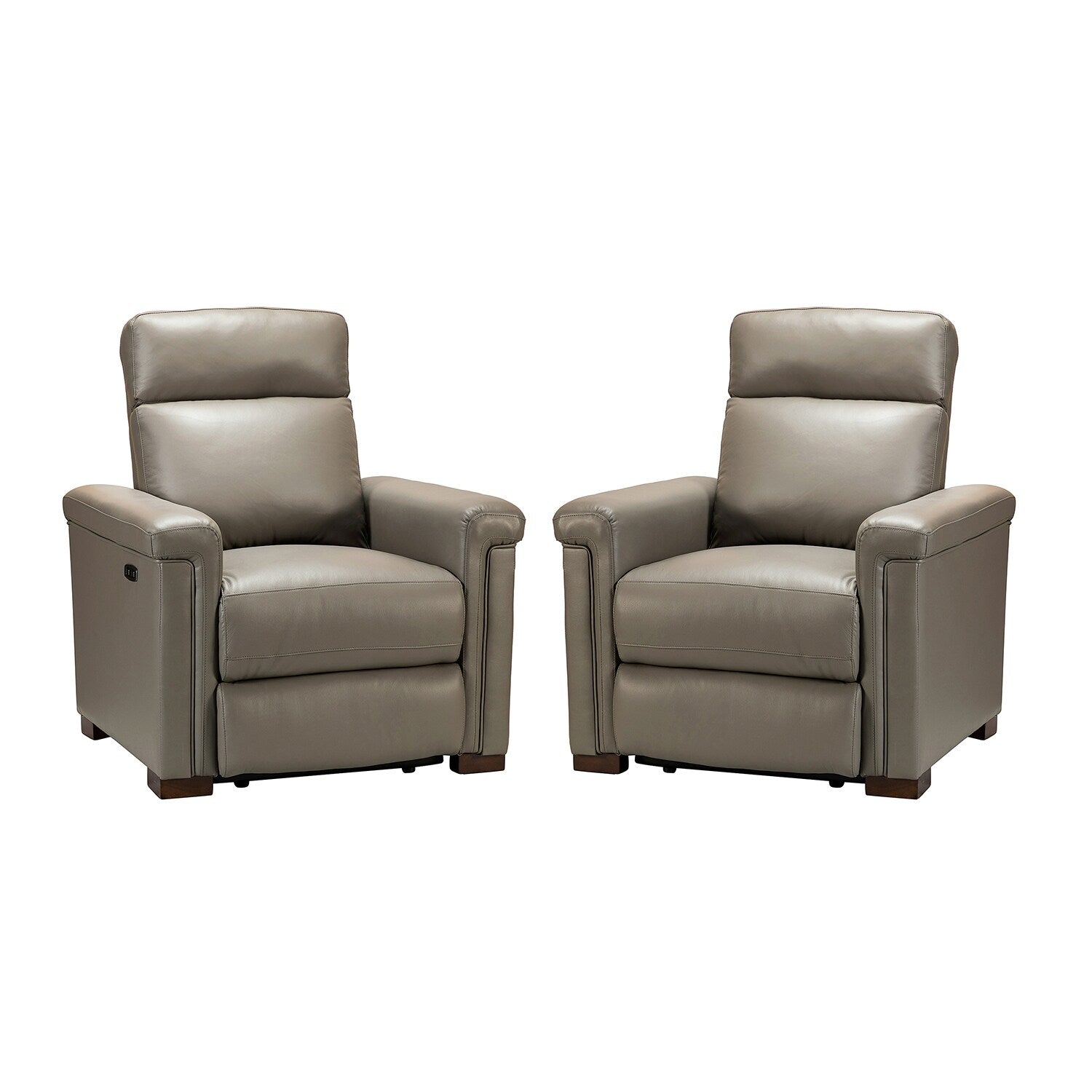 Fauteuil inclinable électrique classique contemporain Alicia 34,65 pouces en cuir véritable avec port USB (lot de 2)