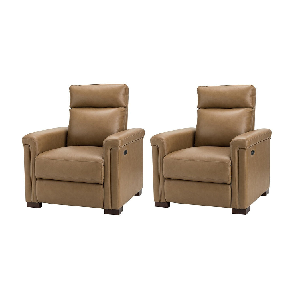 Fauteuil inclinable électrique classique contemporain Alicia 34,65 pouces en cuir véritable avec port USB (lot de 2)
