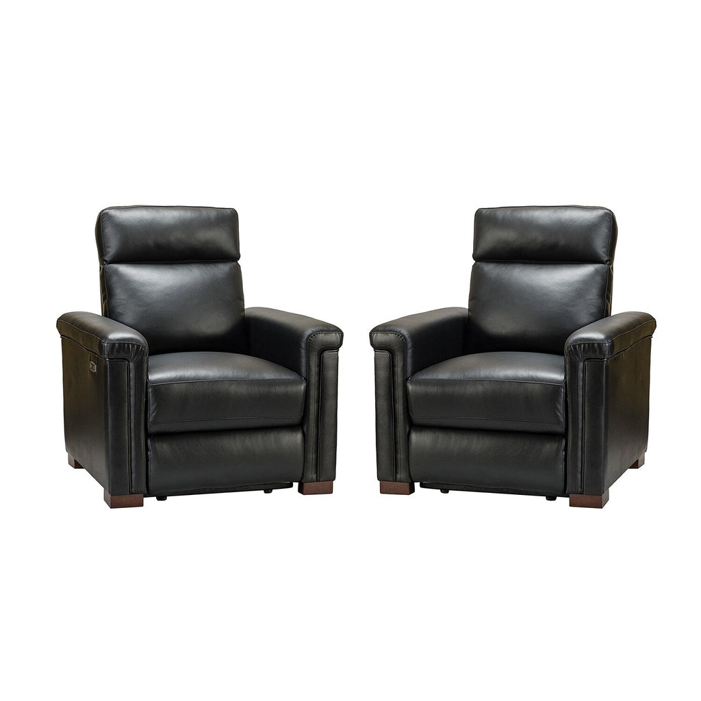 Fauteuil inclinable électrique classique contemporain Alicia 34,65 pouces en cuir véritable avec port USB (lot de 2)