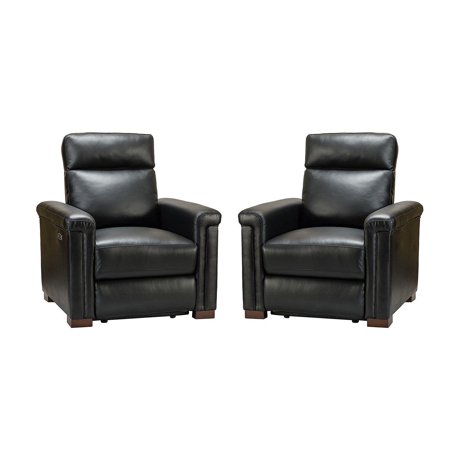 Fauteuil inclinable électrique classique contemporain Alicia 34,65 pouces en cuir véritable avec port USB (lot de 2)