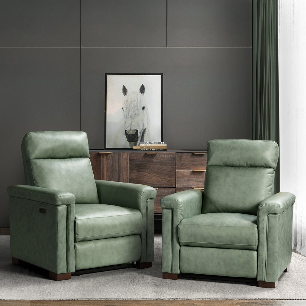 Fauteuil inclinable électrique classique contemporain Alicia 34,65 pouces en cuir véritable avec port USB (lot de 2)