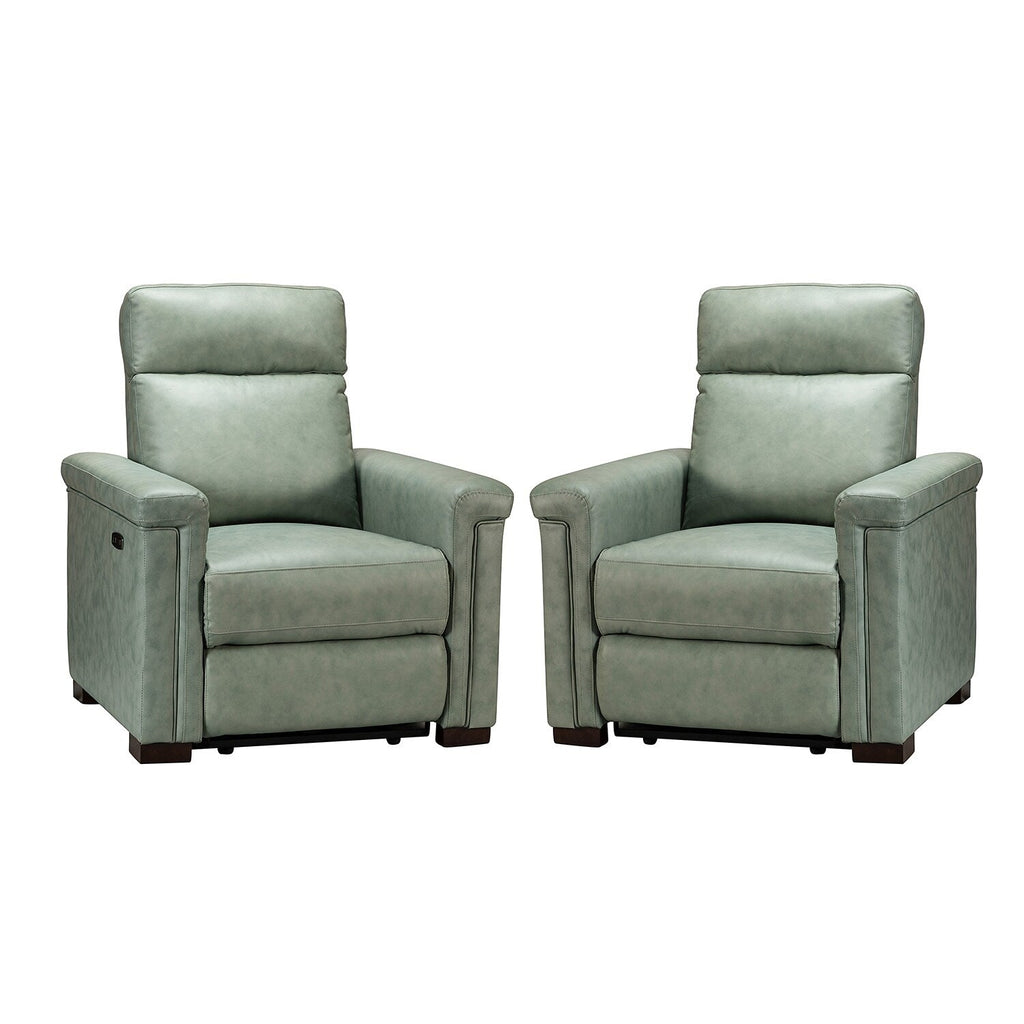 Fauteuil inclinable électrique classique contemporain Alicia 34,65 pouces en cuir véritable avec port USB (lot de 2)