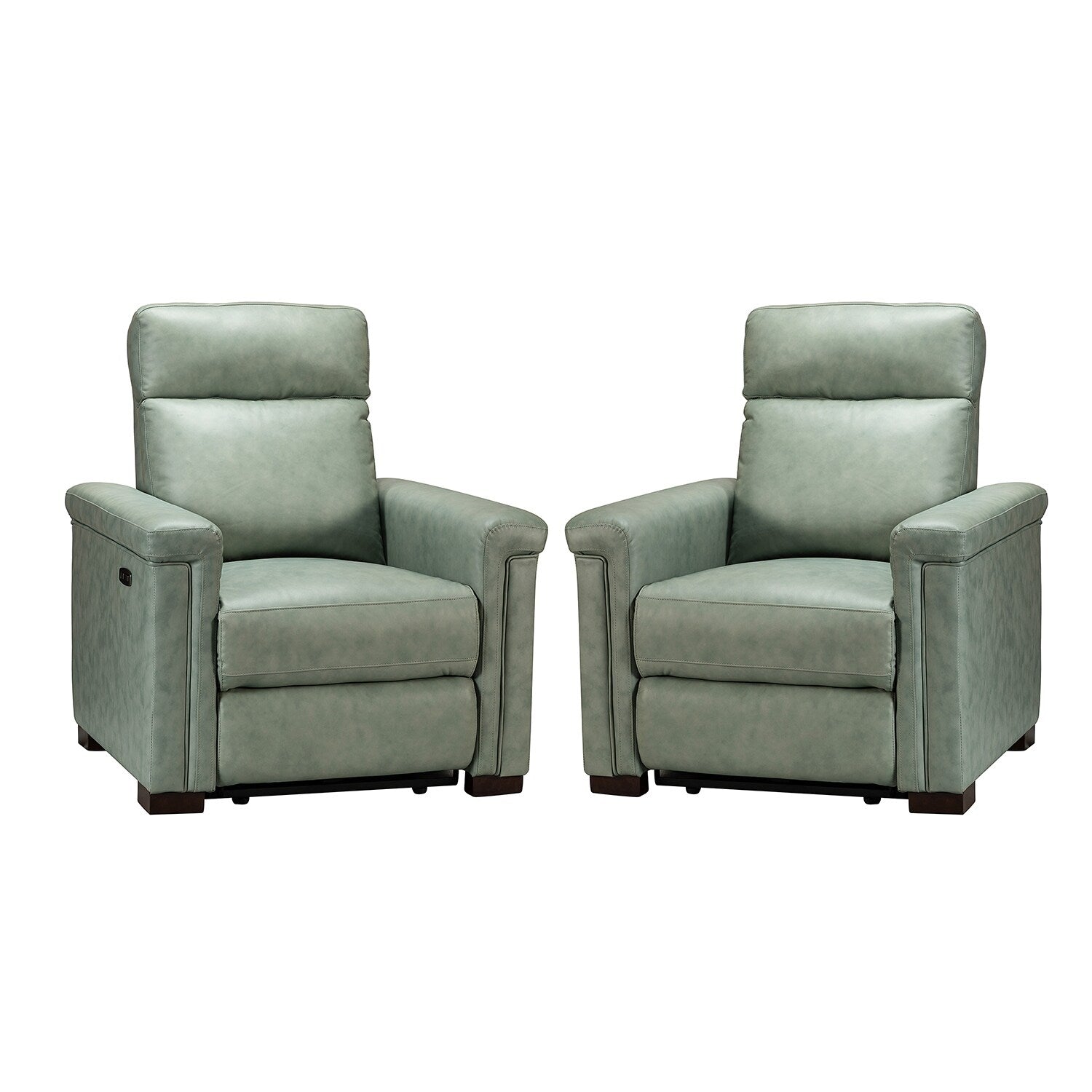 Fauteuil inclinable électrique classique contemporain Alicia 34,65 pouces en cuir véritable avec port USB (lot de 2)