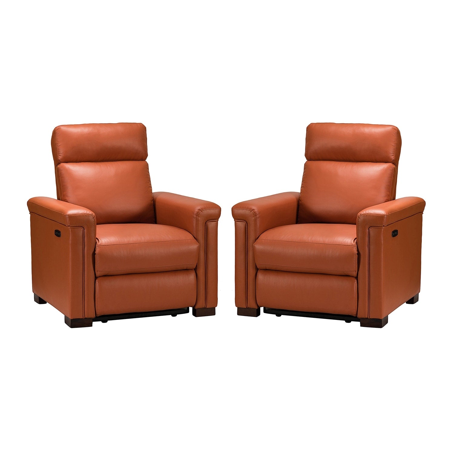 Fauteuil inclinable électrique classique contemporain Alicia 34,65 pouces en cuir véritable avec port USB (lot de 2)