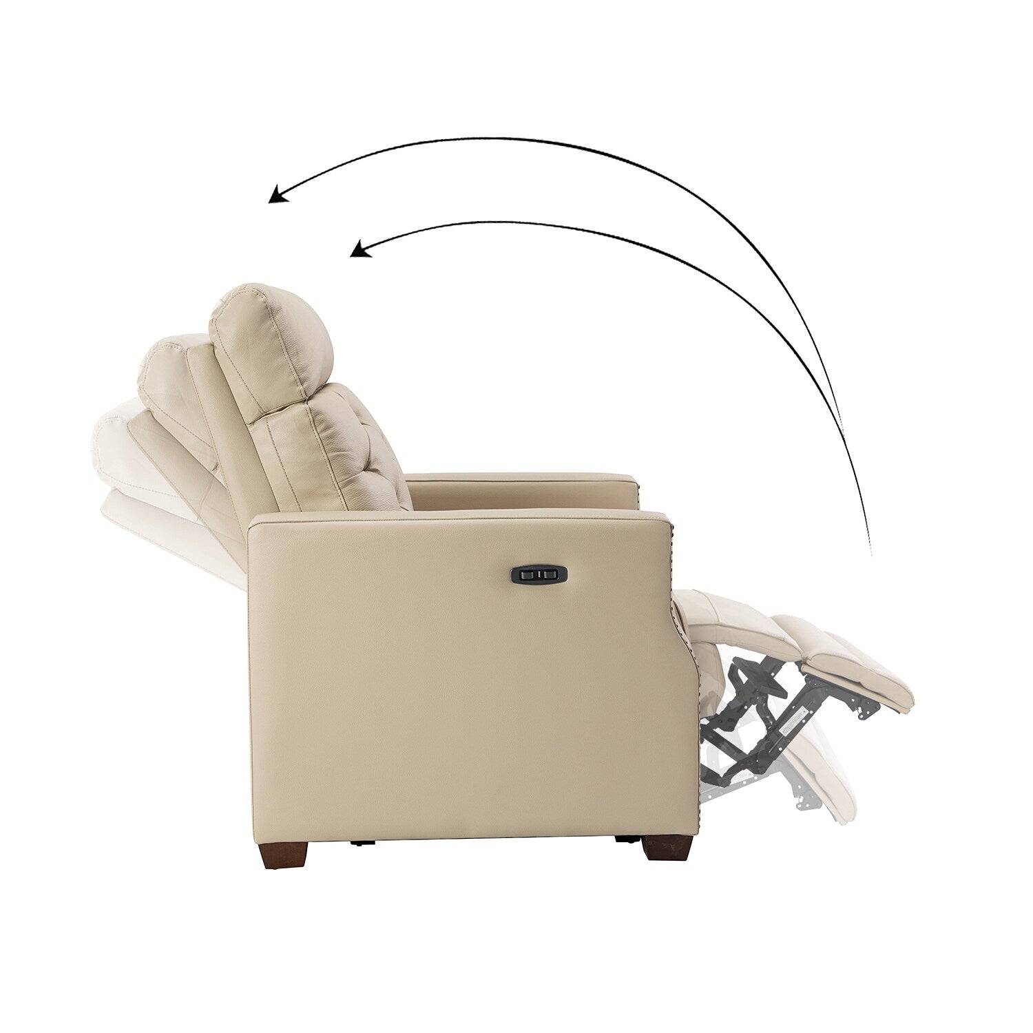 Fauteuil inclinable électrique Alina 31,50 pouces en cuir véritable avec port USB