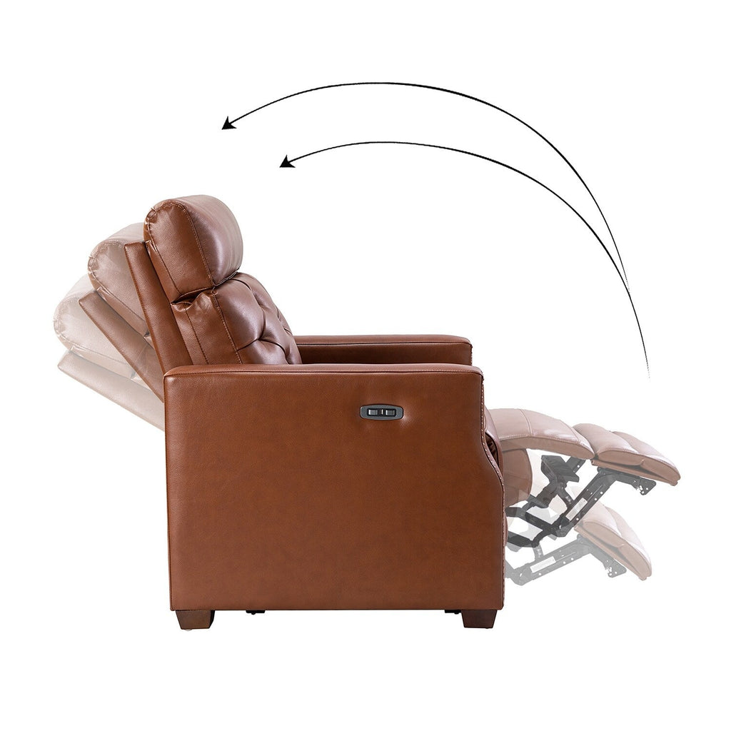 Fauteuil inclinable électrique Alina 31,50 pouces en cuir véritable avec port USB