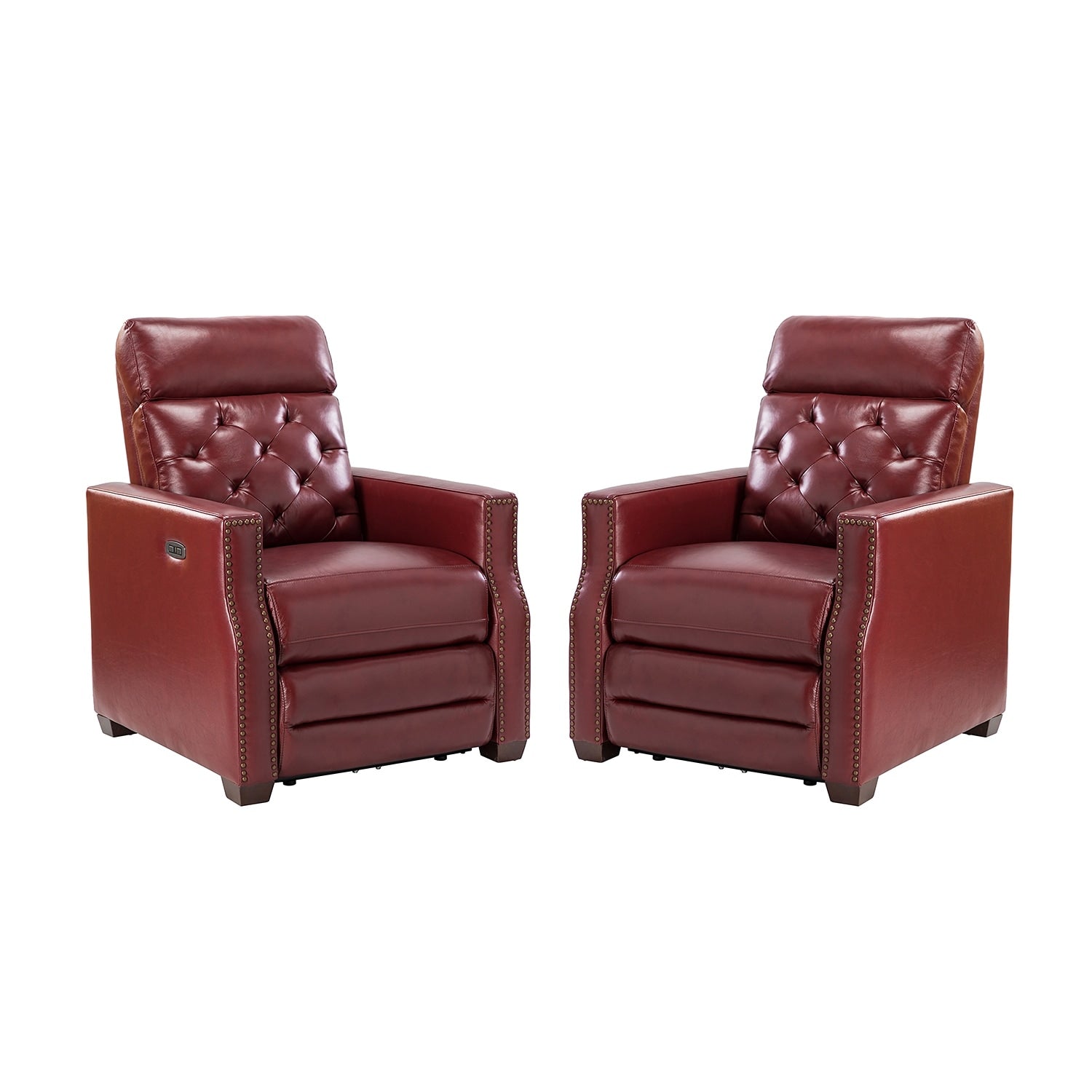 Fauteuil inclinable électrique Alina 31,50 pouces de large en cuir véritable avec port USB, lot de 2