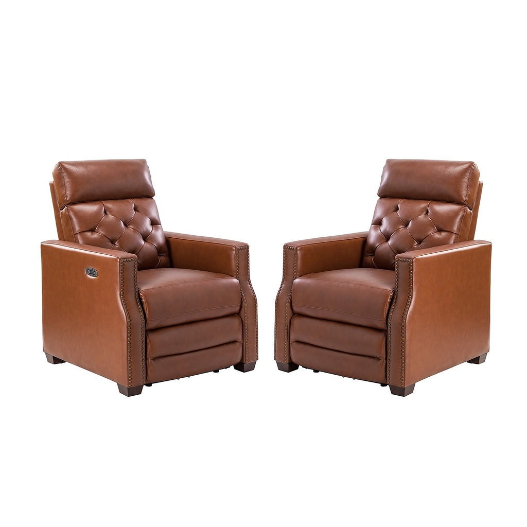 Fauteuil inclinable électrique Alina 31,50 pouces de large en cuir véritable avec port USB, lot de 2