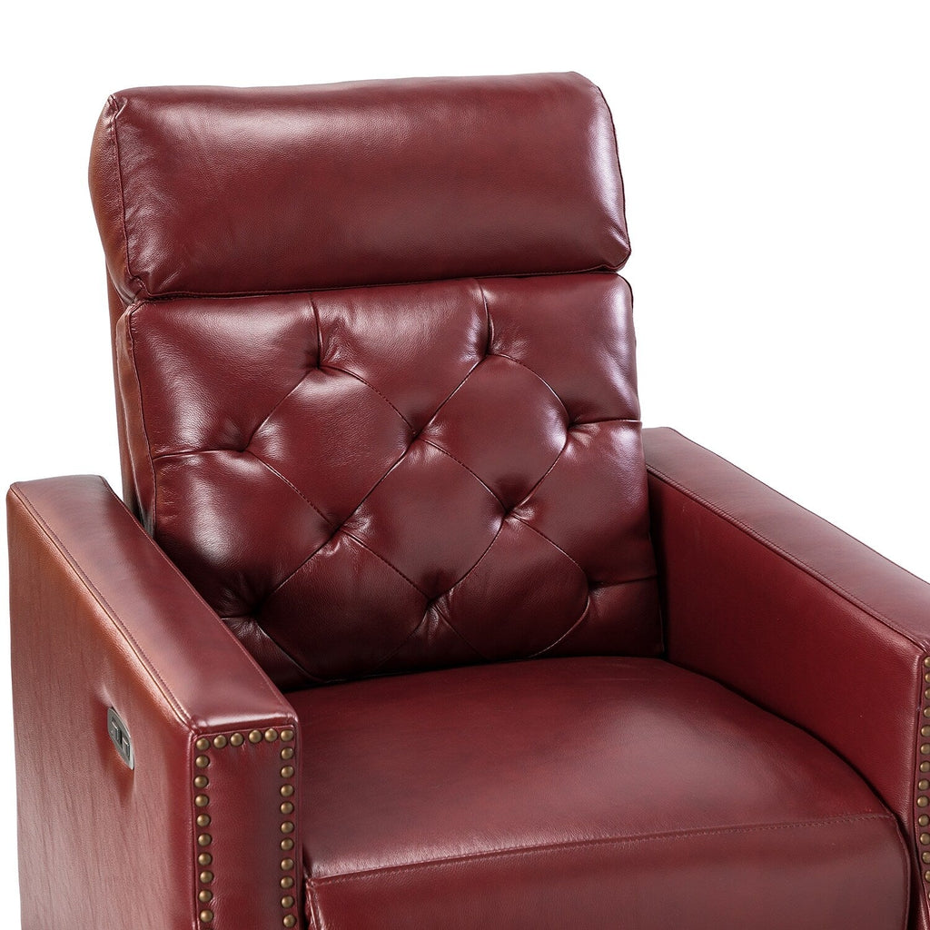 Fauteuil inclinable électrique Alina 31,50 pouces de large en cuir véritable avec port USB, lot de 2